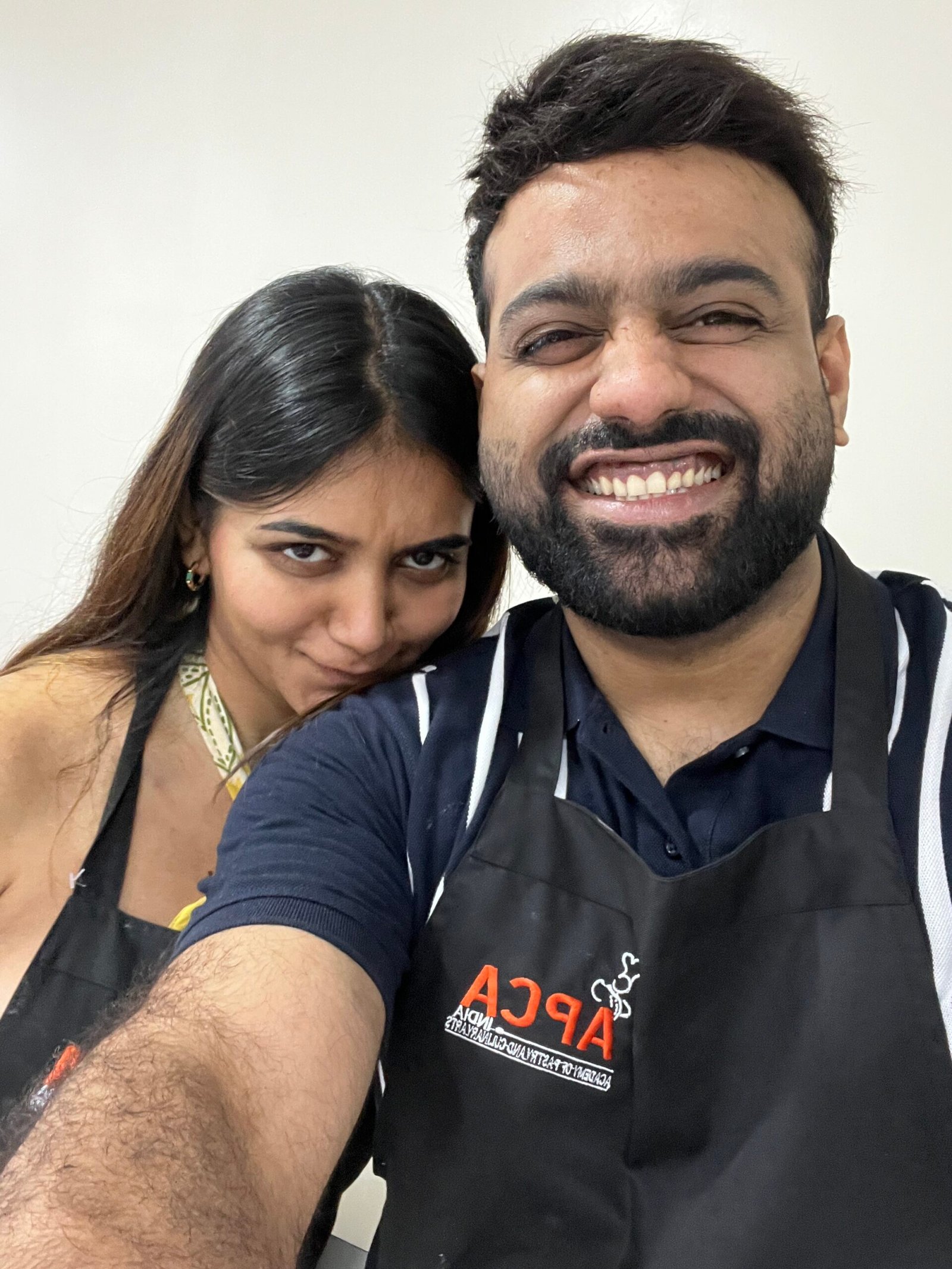 Bride and Groom after successfully making pasta